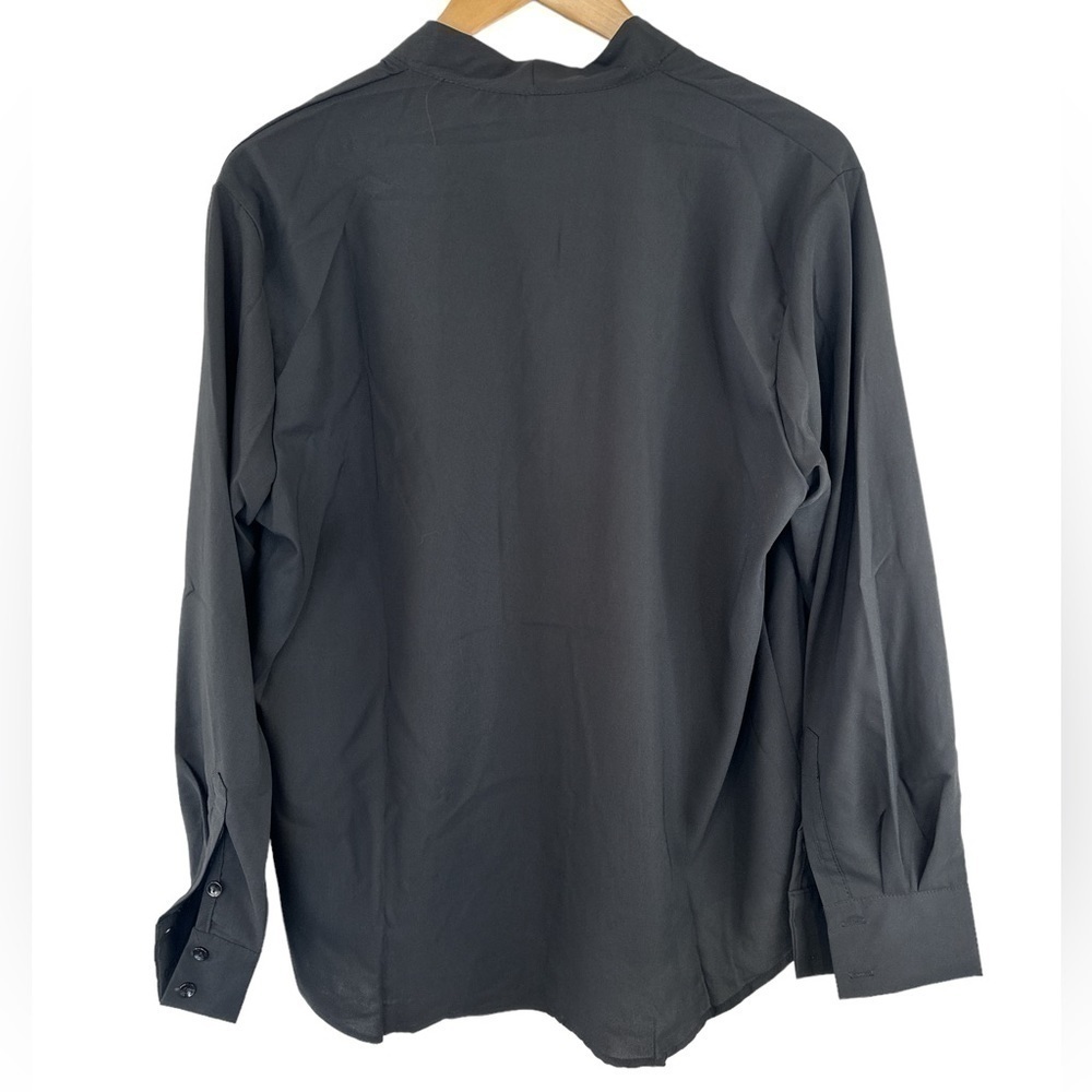 Eileen Fisher V-Neck Button-down Blouse in Black - Picture 5 of 7